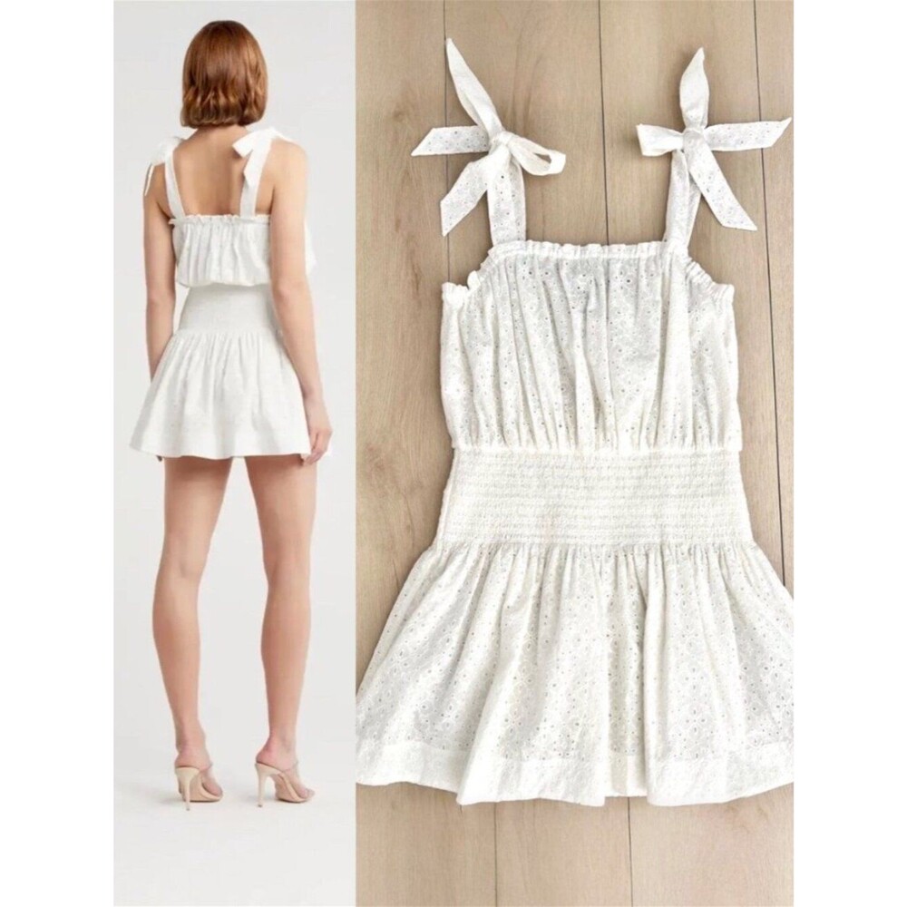 NWT Ramy Brook 100% Cotton Laurel White Eyelet Embroidered Retro Mini Dress XL